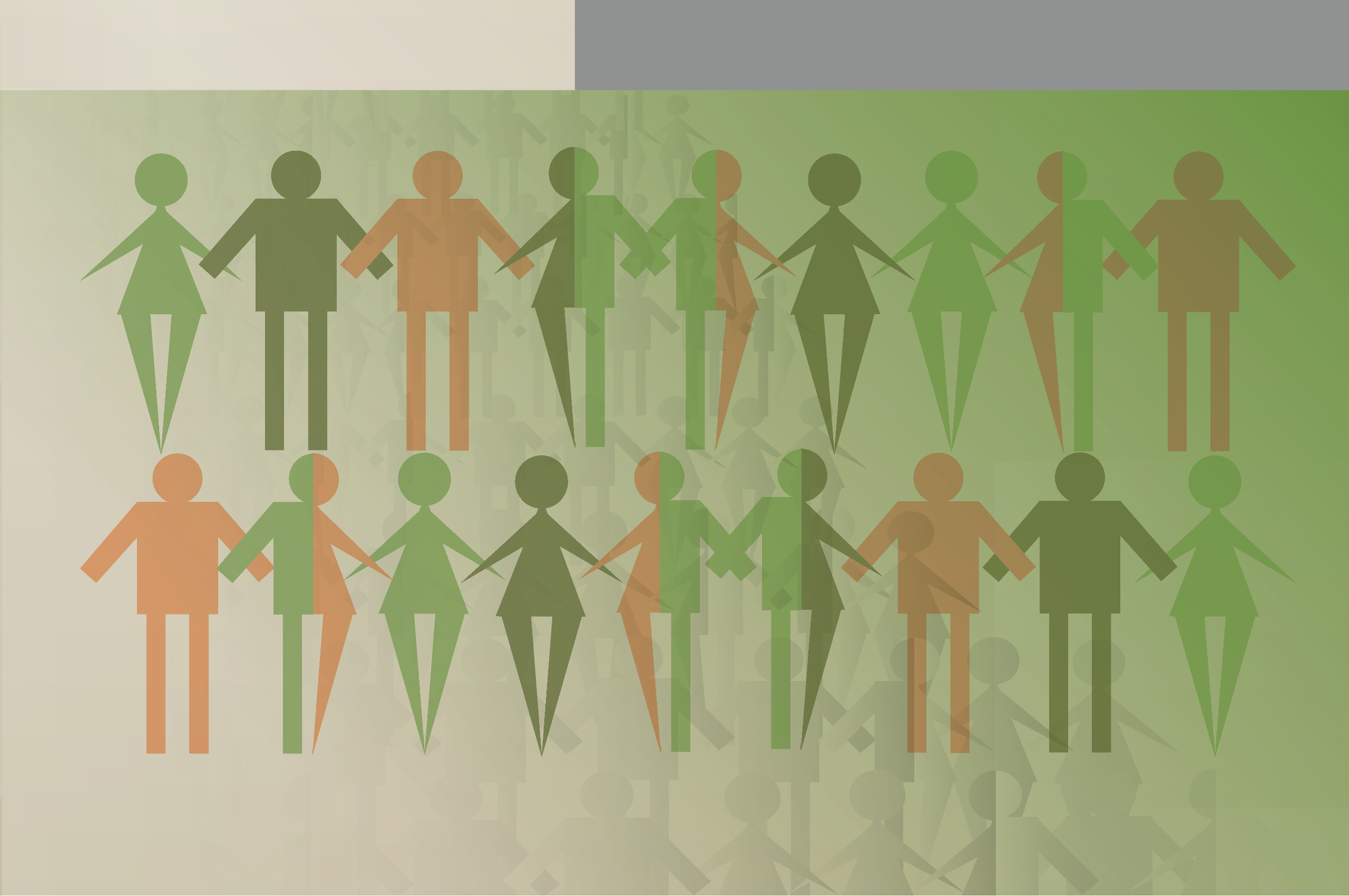 Green background with 'male', 'female' and hybrid bathroom-door-style pictograms