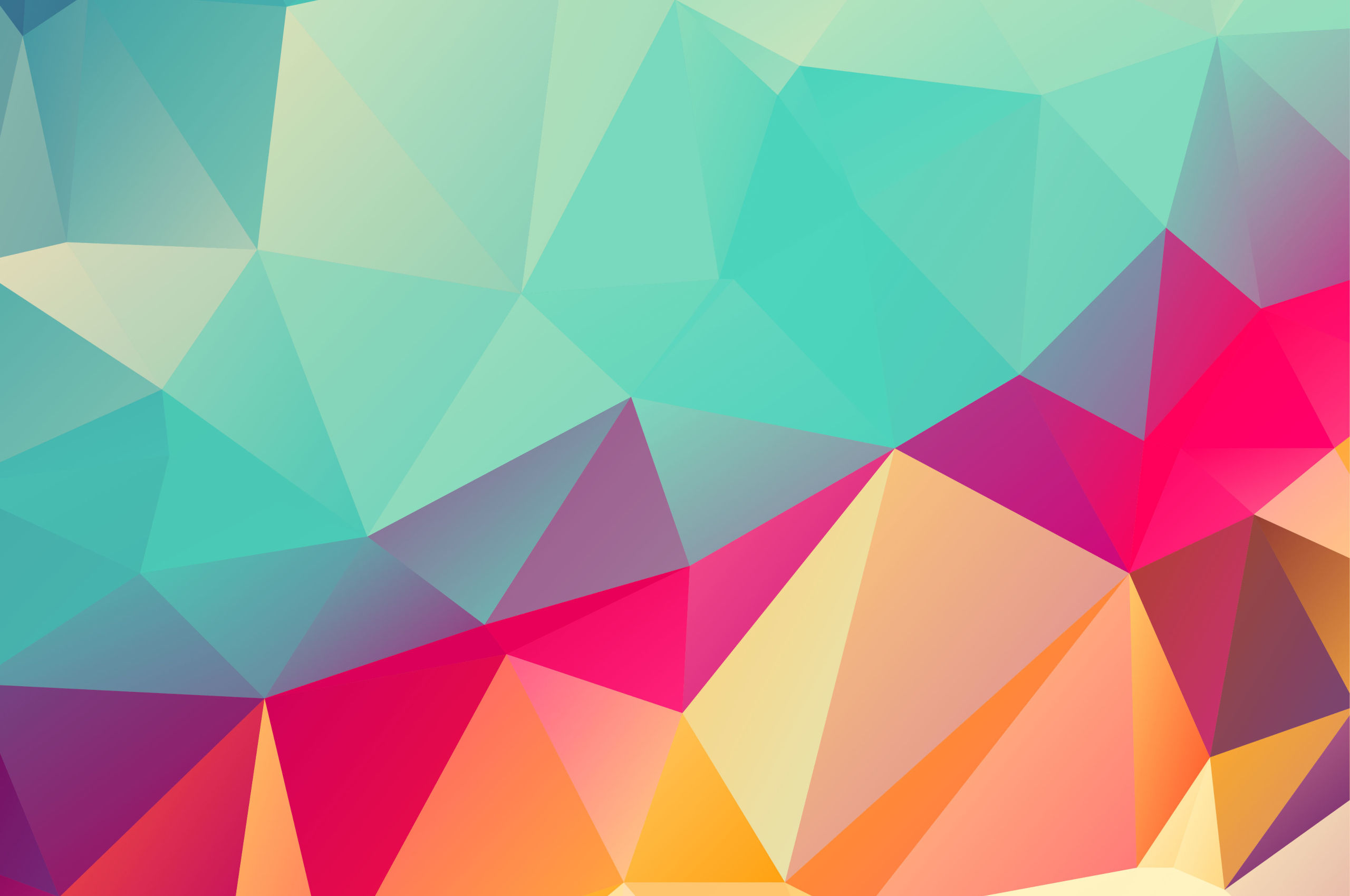 ARCSHS Annual Report 2024 Colourful polygonal background in shades of aquamarine, red, purple and yellow