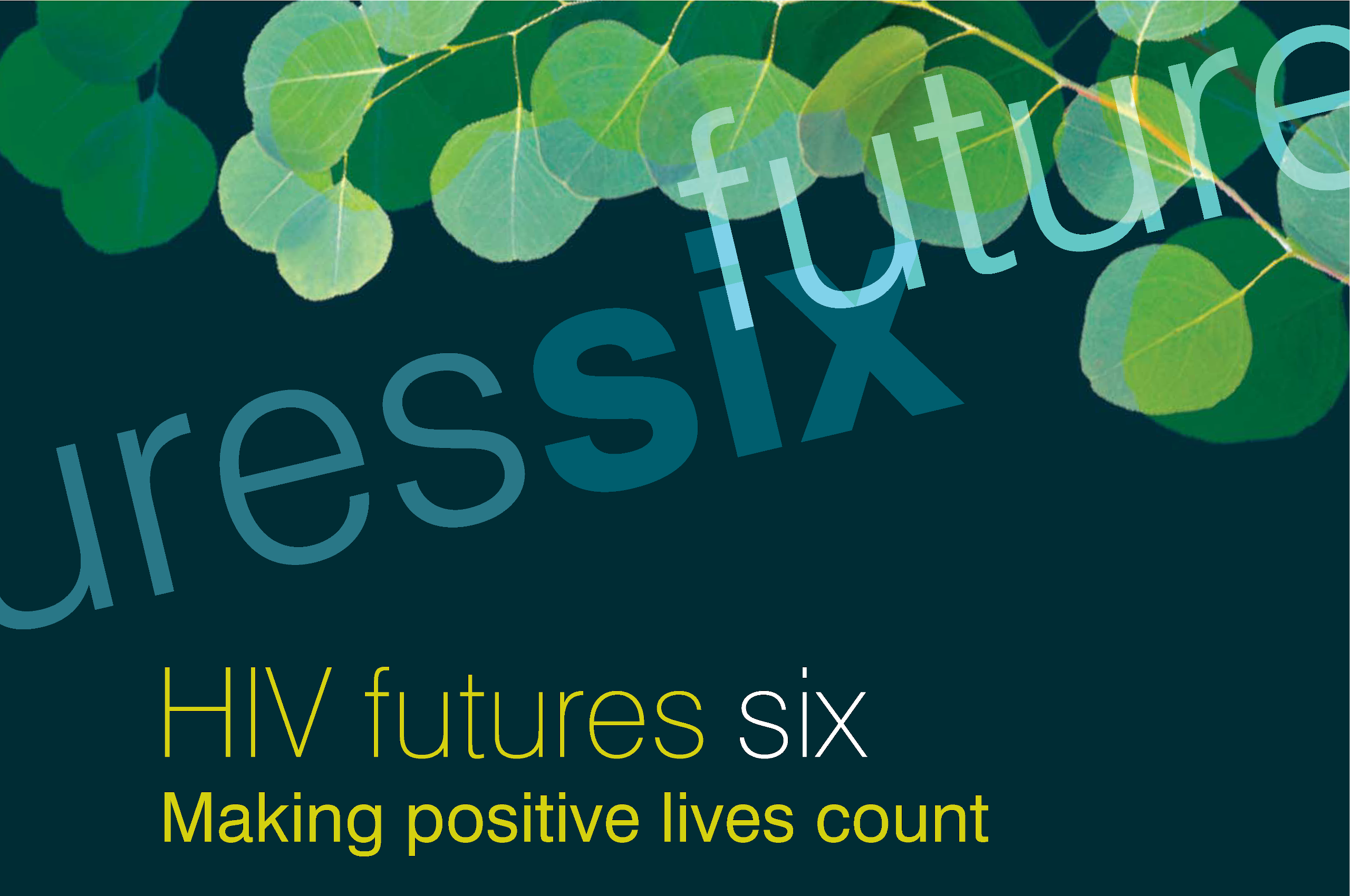 HIV Futures 7 logo with gum leaf design and text 'HIV futures six Making positive lives count