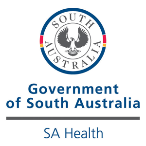 South Australia crest of a piping shrike with wings raised, with text 'Government of South Australia: SA Health