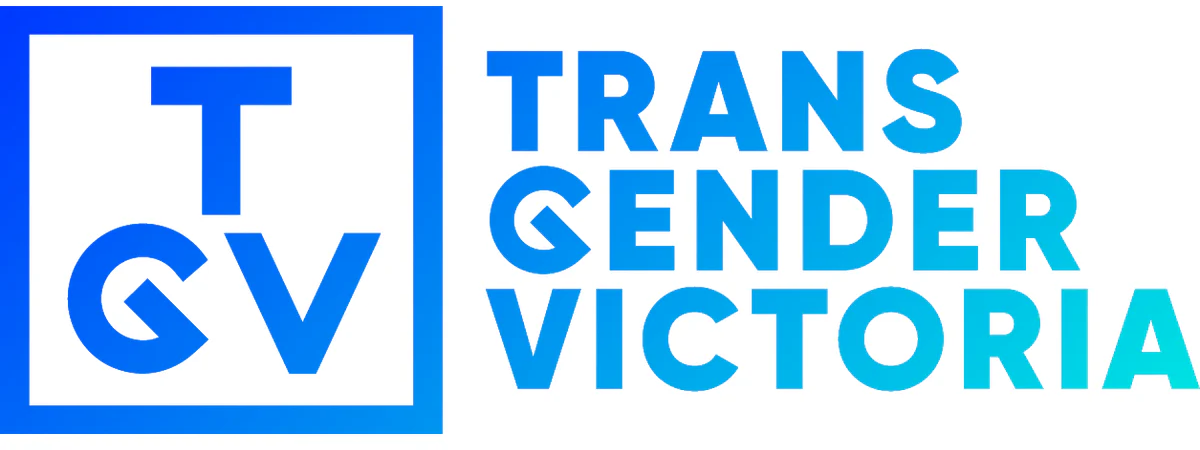 Transgender Victoria logo with letters 'TGV' in a blue-to-aqua gradient square