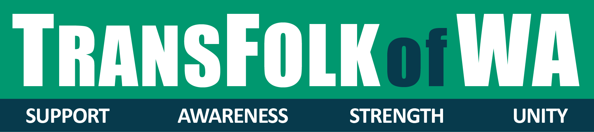 Transfolk of WA logo with text 'Support Awareness Strength Unity