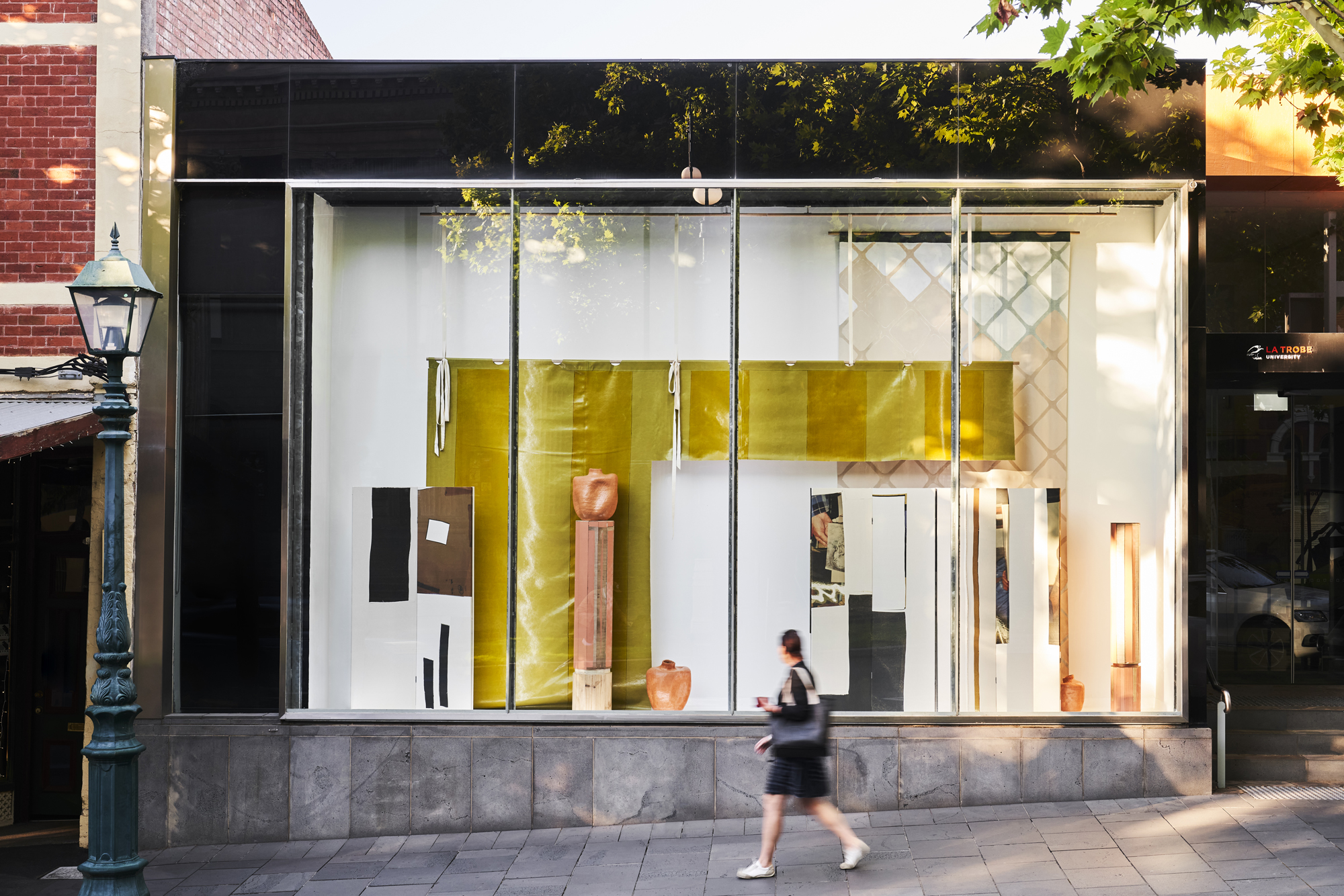 installation image of Dressings artwork in LAI facade