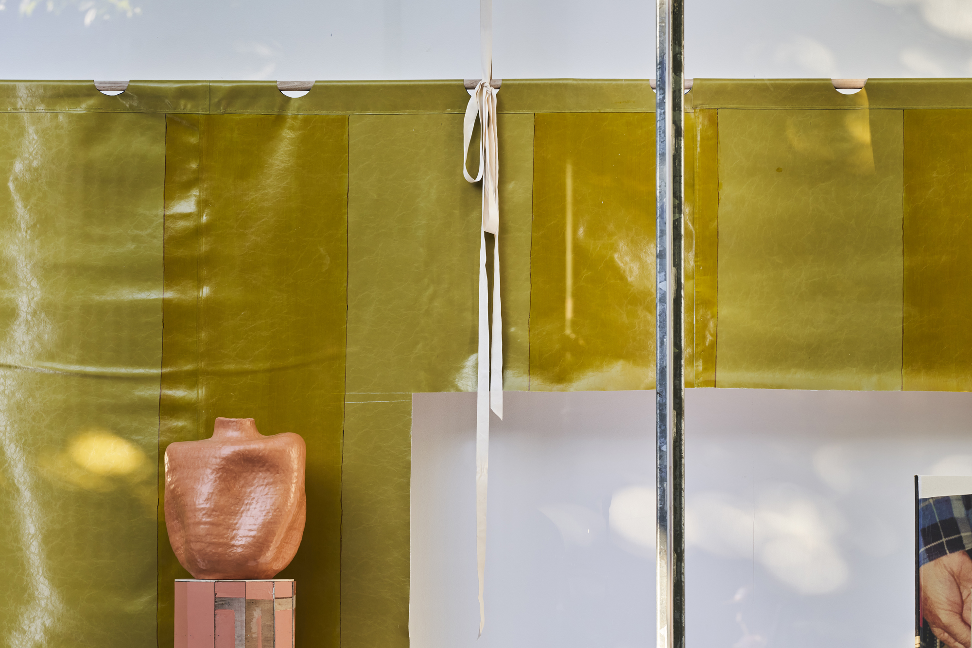 installation image of Dressings artwork in LAI facade