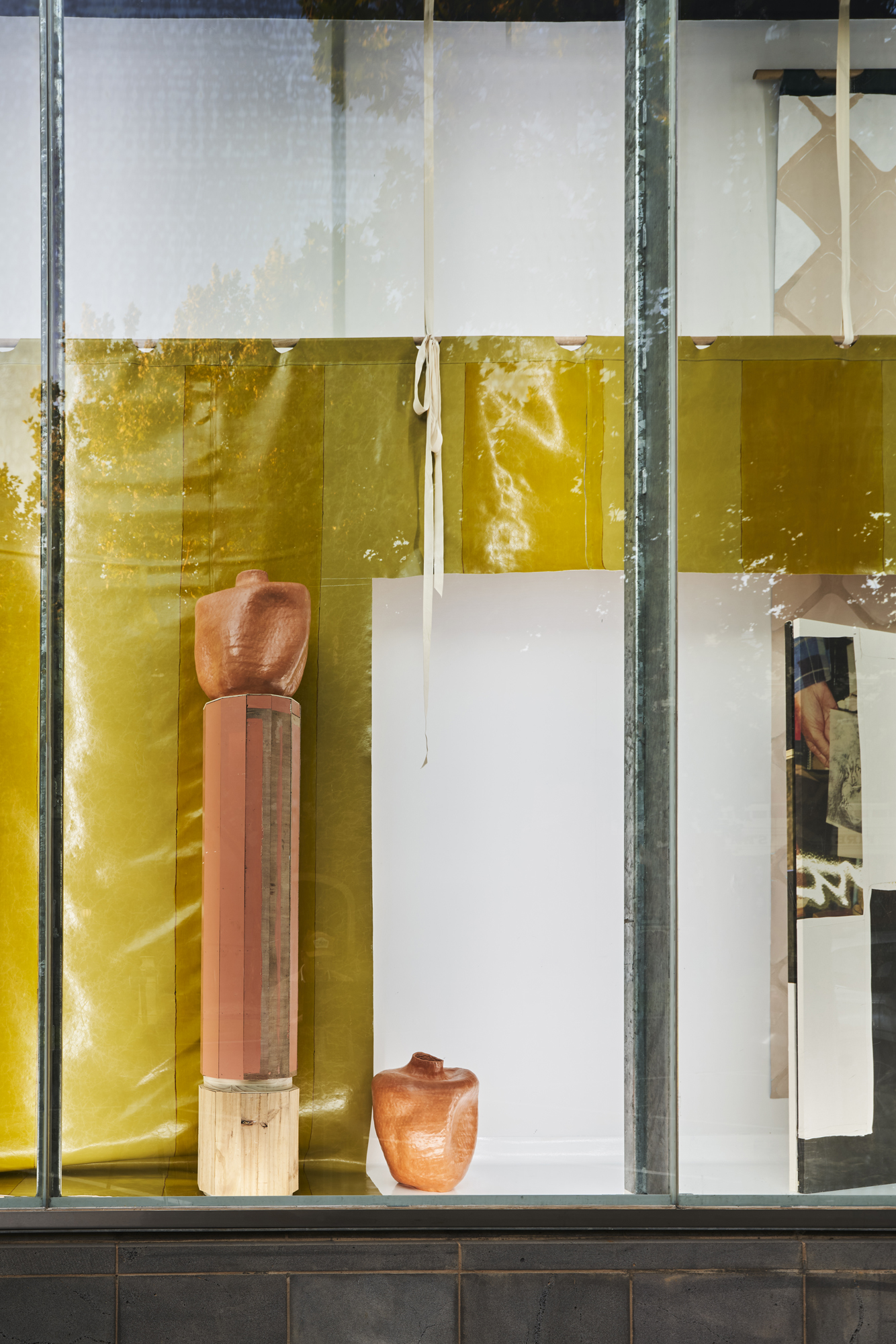 installation image of Dressings artwork in LAI facade