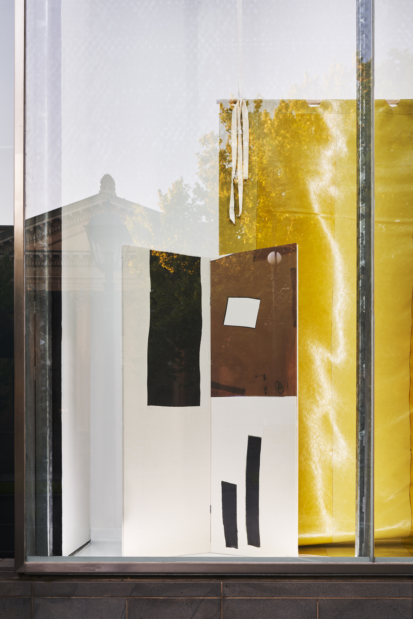 installation image of Dressings artwork in LAI facade