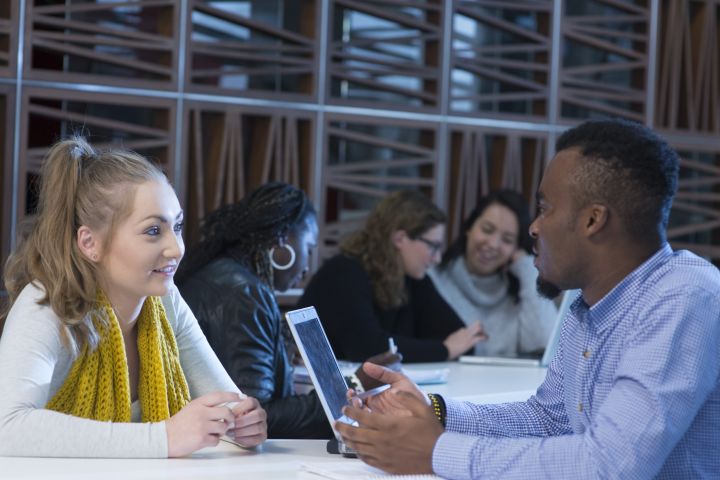 Students talking at Shepparton campus