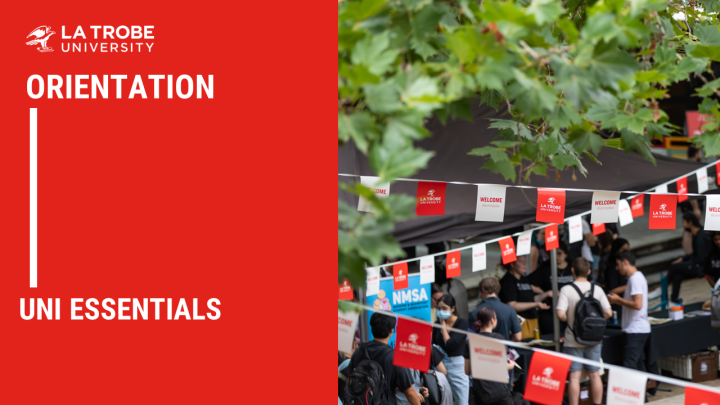 Uni Essentials heading with image of Agora bunting