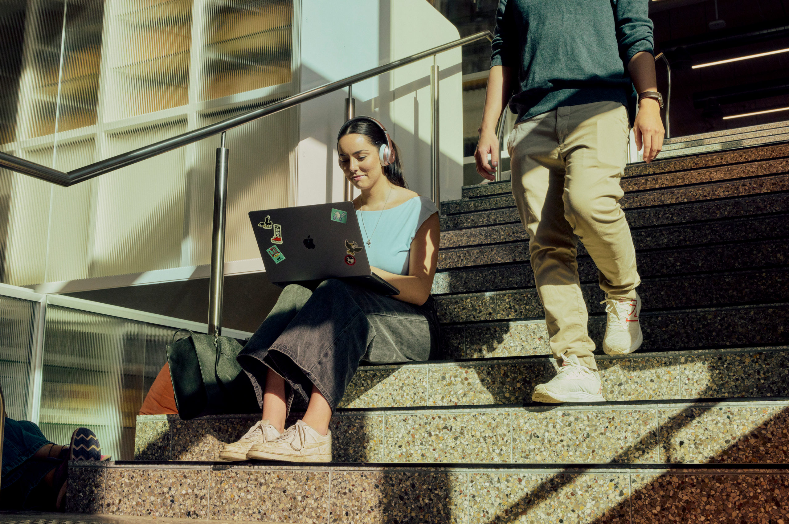 Student looking at laptop